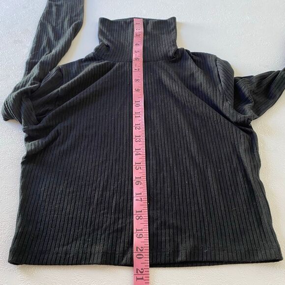 Madewell Black Ribbed Mock Neck Long Sleeve Crop Top Women’s M - Picture 3 of 6